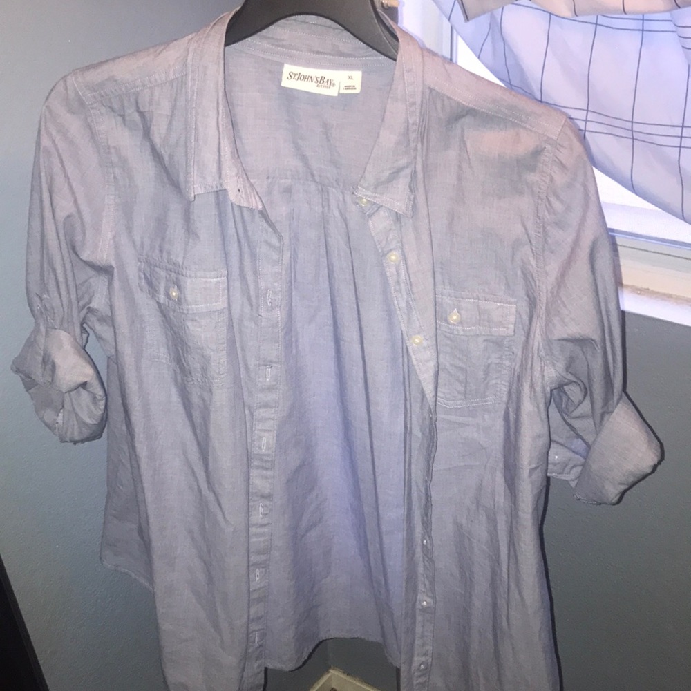 Baby blue button up shirt !